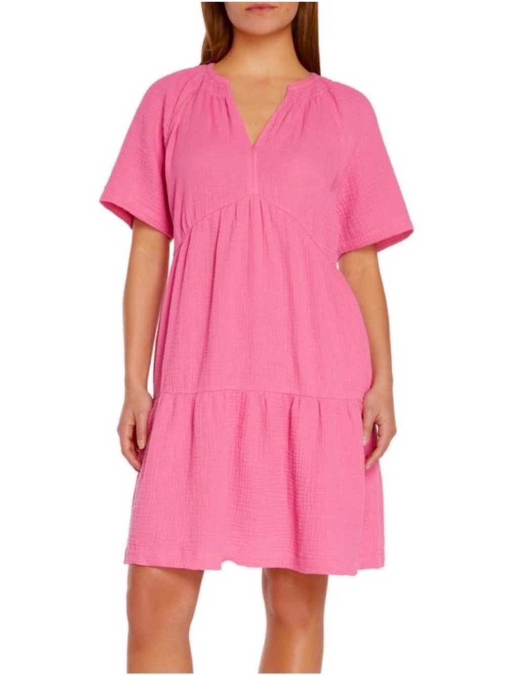 GAP Pink V-Neck Tiered Mini Dress